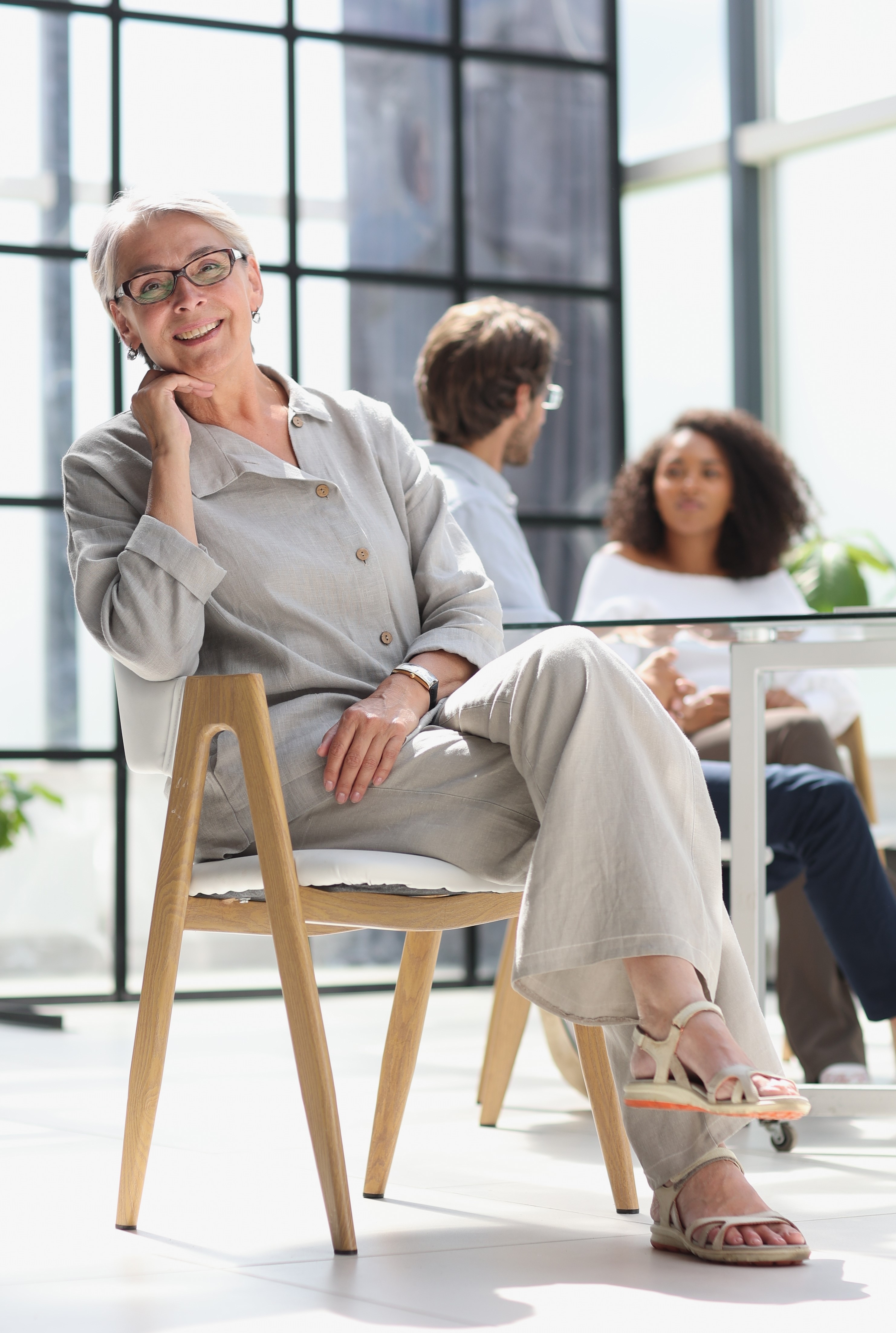 Woman sitting in chair